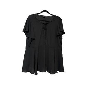 Torrid Women's Georgette Tie Front Flutter Short Sleeve Blouse Black Size 1-14/1
